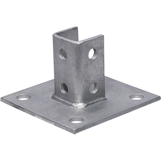 P154YC - Post Base Single Channel 4 Hole Square 3 1/2