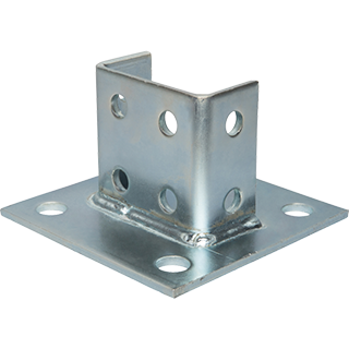 P160S4 - Post Base Double Channel 4 Hole Square 3 1/2