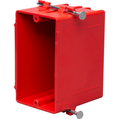 1 GANG 18 CUBIC INCHES PLASTIC SWITCH BOX NAIL ON RED