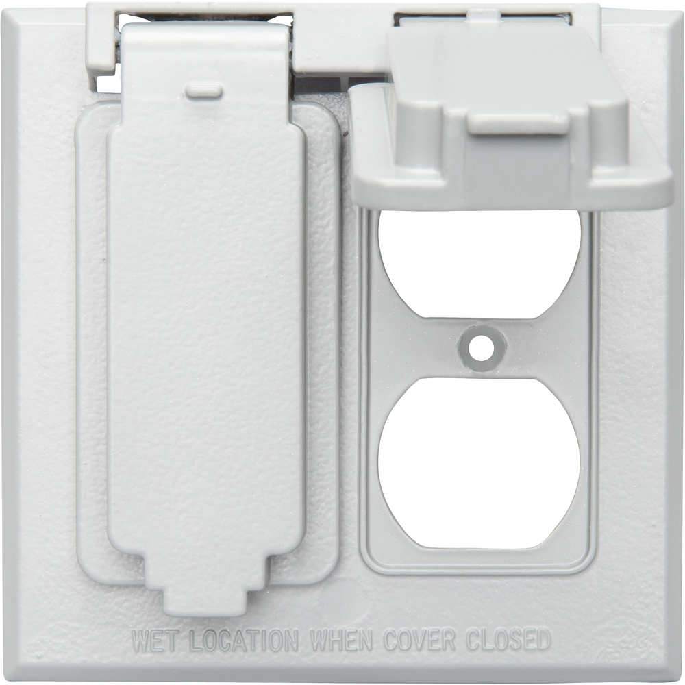 Brainerd Diamond Plate Double Duplex Outlet Cover – Satin Nickel, Metal